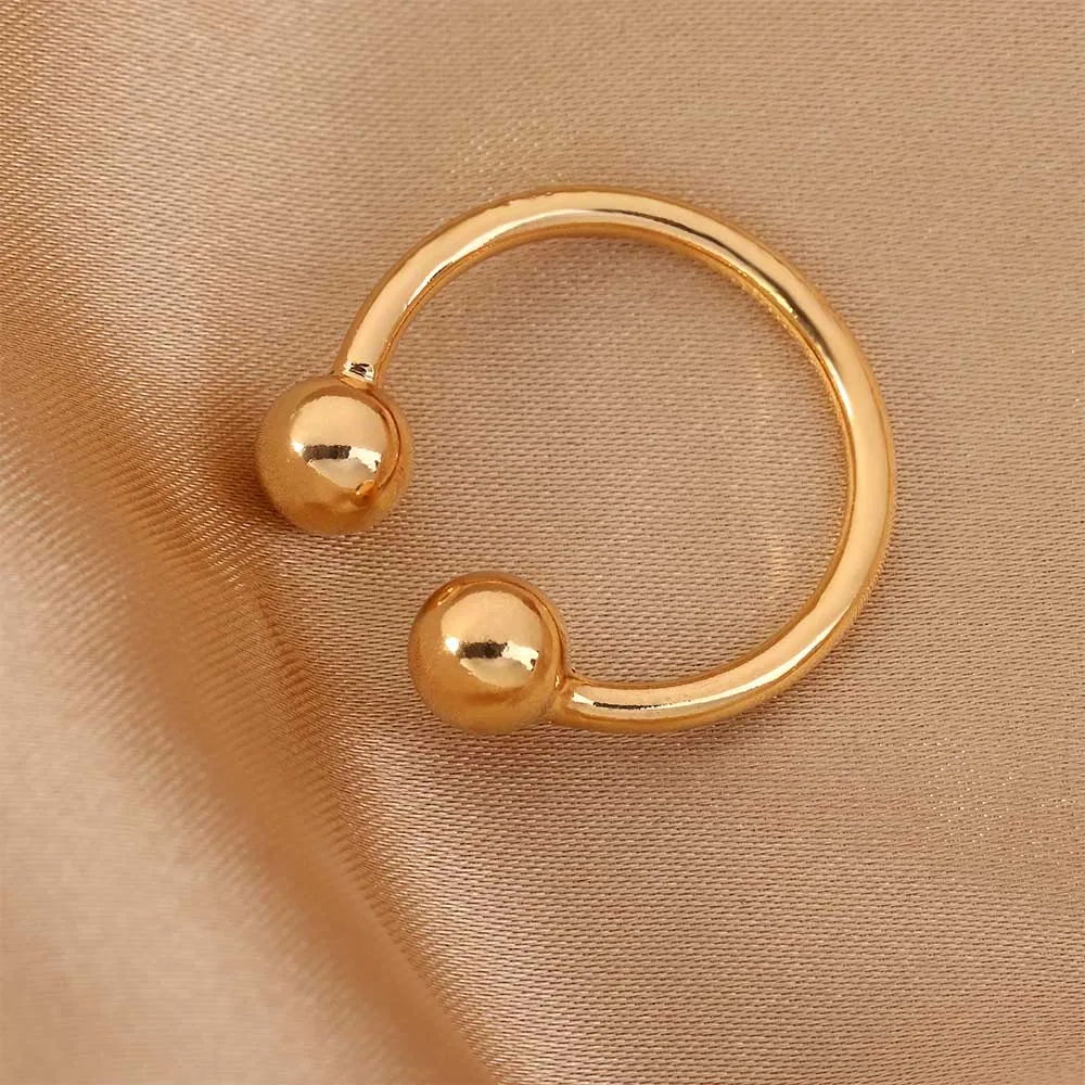 Bijoux pour femmes géométriques simples réglables en or et argent avec deux anneaux en os ouverts et perles de style mode 2025_voghion.com