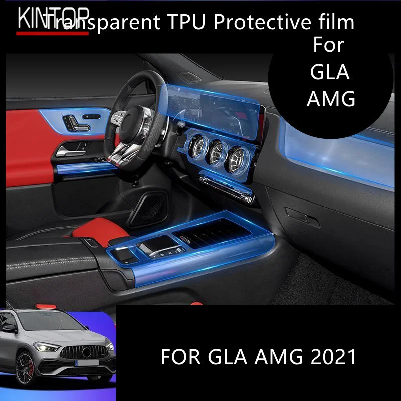 For Mercedes-Benz GLA  AMG 2021 Car Interior Center Console Transparent TPU Protective Film Anti-scratch Repair Film lsrtw2017 tpu car central control mouse film protective sticker for mercedes benz a class a180 a200 2019 2020 2021 w177