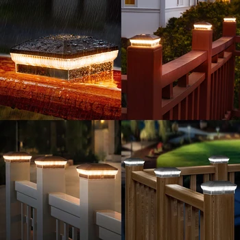 6 Pack 4x4 Solar Post Lights Outdoor, 40 LEDs 30 Lumens Fence Post Solar Lights Outdoor with 3 Modes 6