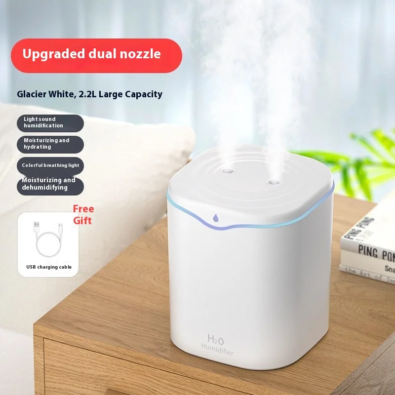 Large Capacity Dual Spray Humidifier Usb Home Bedroom 2L Silent Water Replenisher Air Purifier Wireless Water Diffuser Office