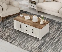 White Coffee Table with Storage Cabinet Rectangle Center Table with Drawer Tea Table for Living Room  Made of High Quality Wood 2