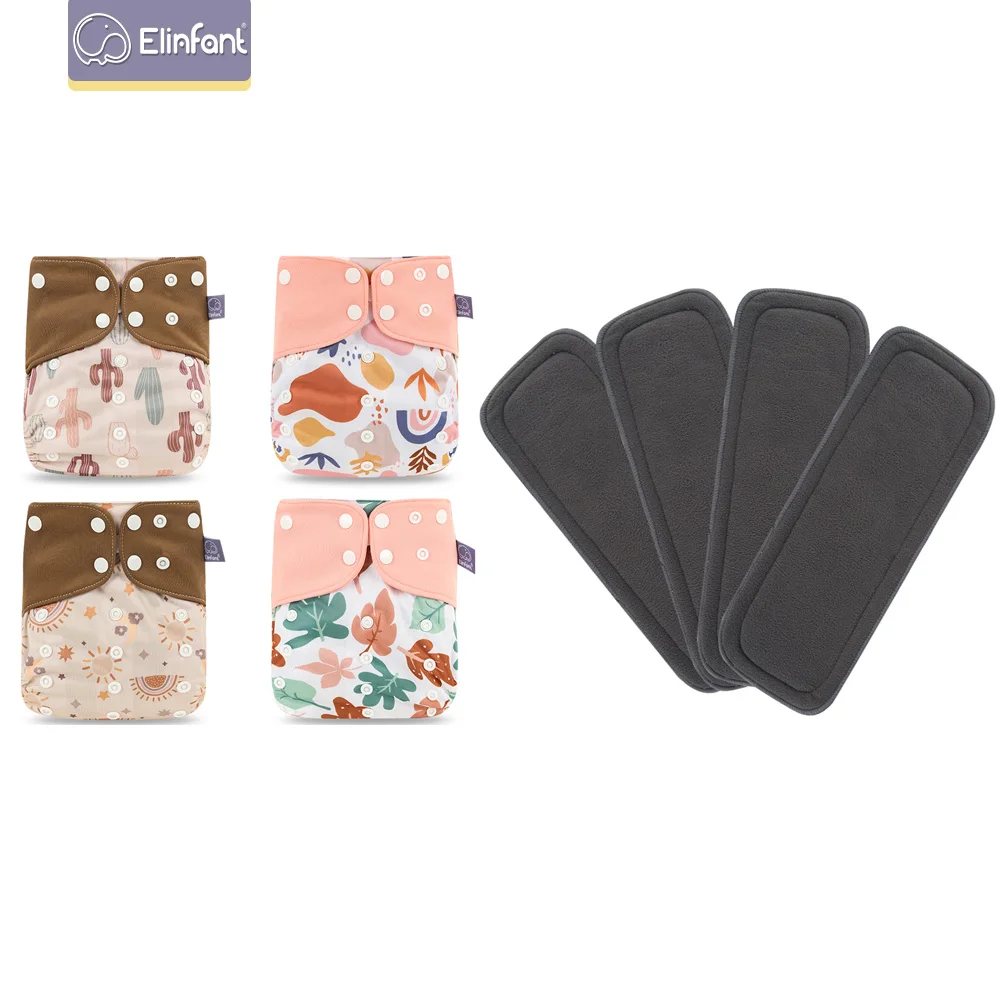 Cloth Diapers 4PCS Diapers With Inserts Washable Pocket Diaper Adjustable Reusable Fralda Ecological cloth diaper insert