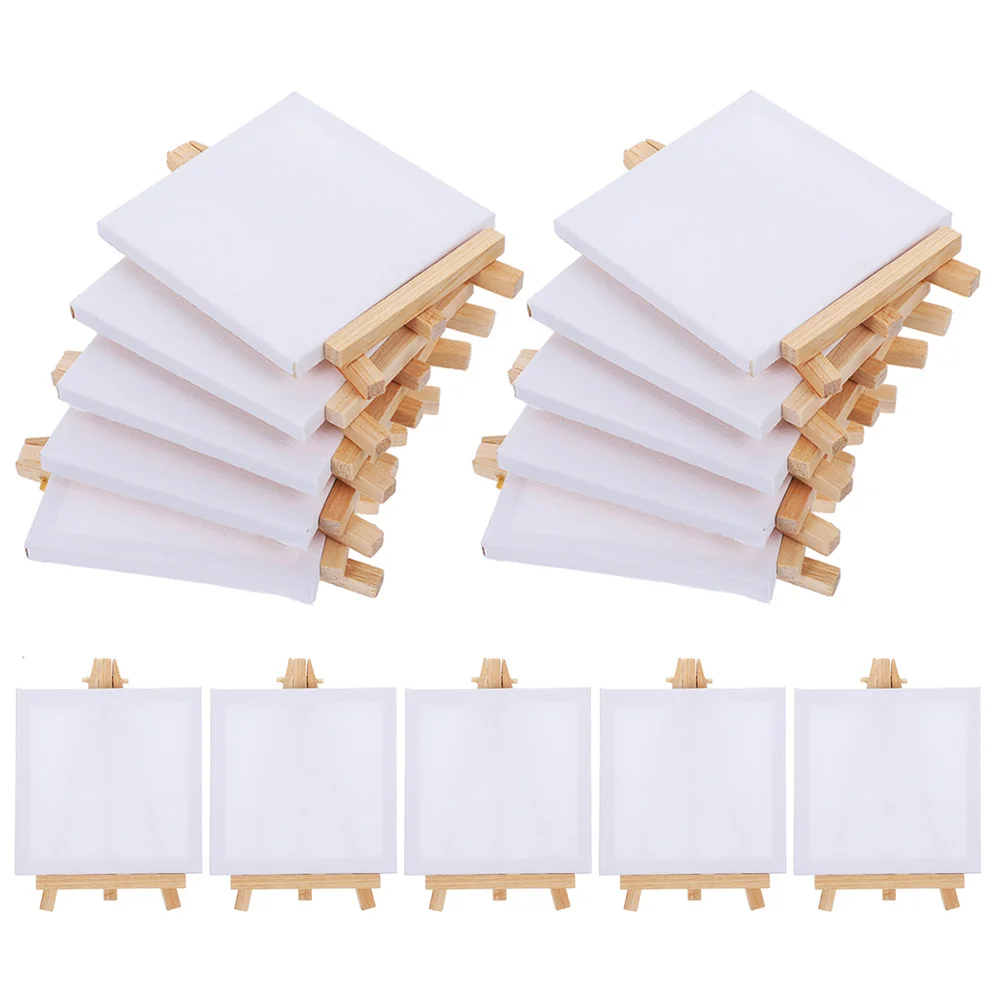 15 Sets Mini Frame Artist Easels Painting Stands Canvases Watercolor Wood Small Picture