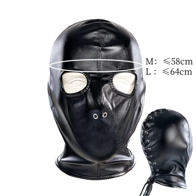 Maschera bondage integrale con lacci per controllo sensoriale_voghion.com