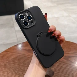 Elegant Mirror Flip Stand Holder: Premium Liquid Silicone Shockproof Case with Soft Touch Finish - iPhone 15 Plus (Black)