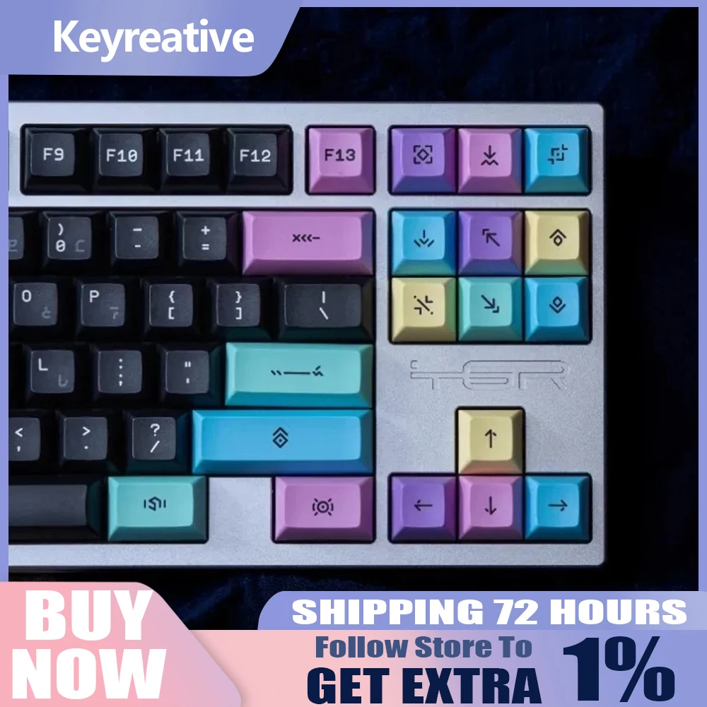 Keyreative ASTHA 키캡 세트 154 키 KAM 프로필 PBT 승화 인쇄 Doubleshot Legends 다중 Colorways 인체 공학적 디자인