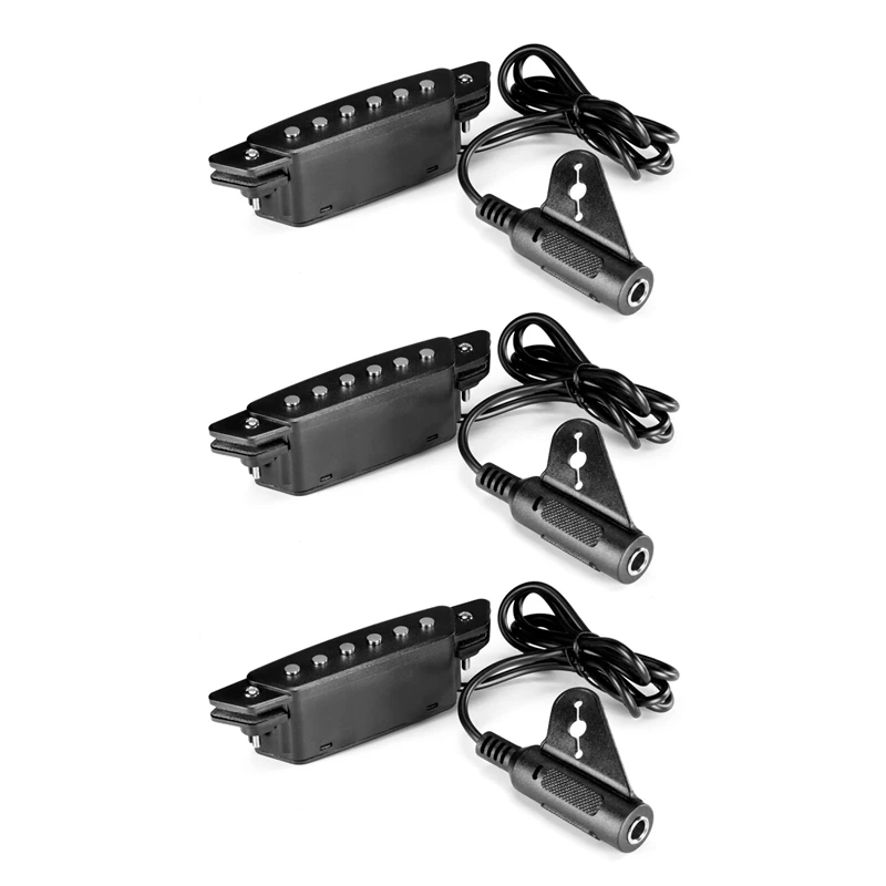 

3X SH-85 черный звукосниматель с 6 отверстиями и ремешком активного питания, концевой разъем для акустической гитары