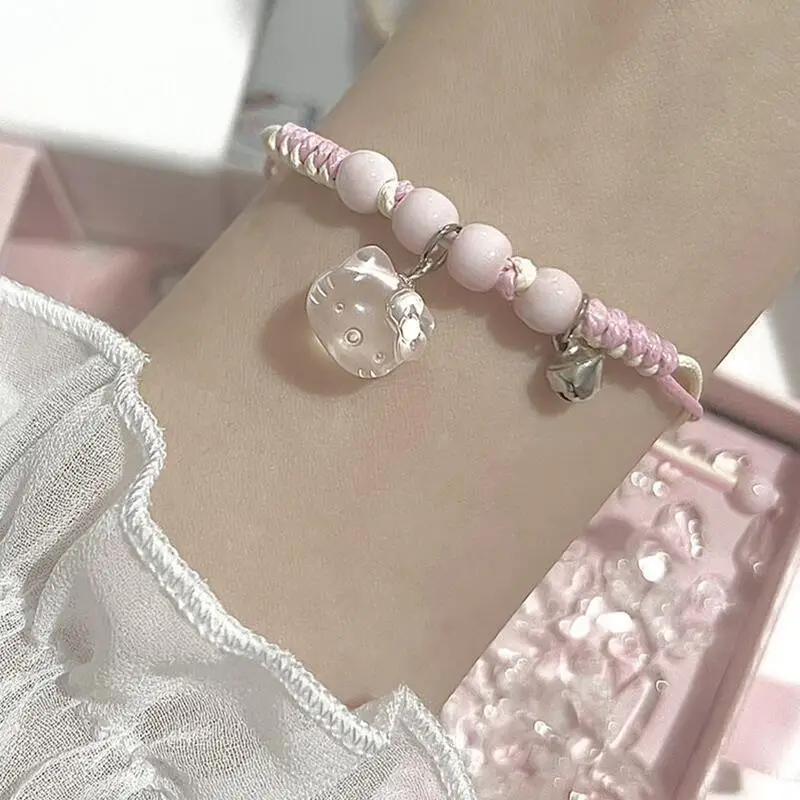 

Sanrio Hello Kitty Bracelet MINISO Anime Cartoon Cute Jewelry Ornaments Kawaii Charm Fashion Hand Strap Girl&Child Holiday Gift