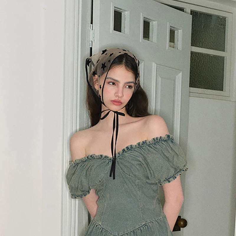 여성용 다용도 섬세한 장식 머리 스카프, 패션 블랙 레이스 스트랩, 삼각형 스카프 머리띠, 헤어 액세서리 선물