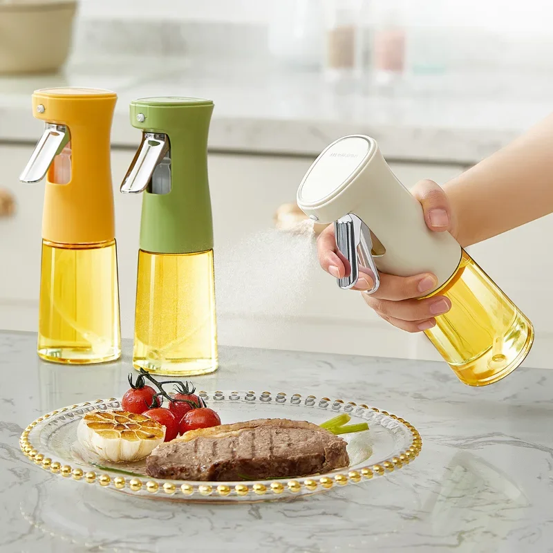 Food Grade Household Glass Oil Spray Kettle, Outdoor Barbecue Kitchen, Press Atomization Oil Spray Bottle To Prevent Leakage