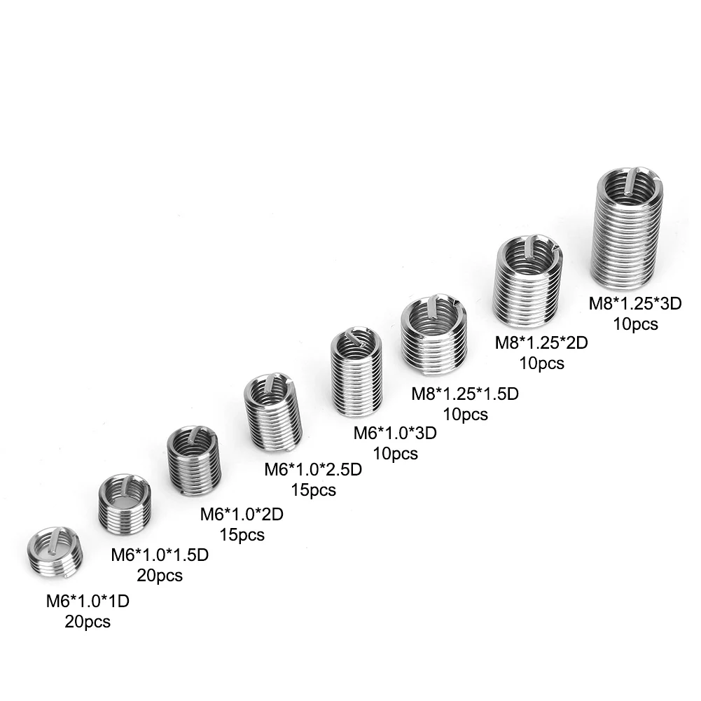 110Pcs M6 M8 Stainless Steel Threaded Insert Repair Kit