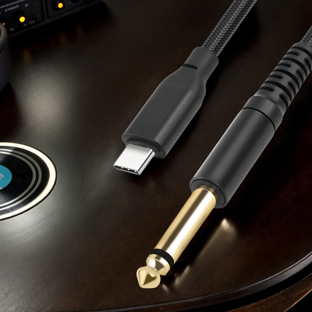 1/2/3M USB Type-C to 6.35mm 1/4 TS Guitar Audio Stereo Cable with Gold-Plated Connector for Home Theater Mixer Electric Bass