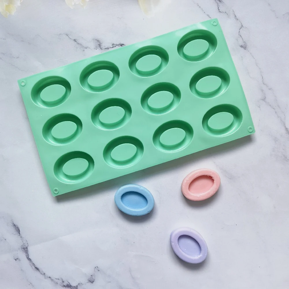 

Muffin Savarin Soap Silicone Baking Tool 12-Cavity Oval Shape Cupcake Chocolate Donut Mould Cake Mold