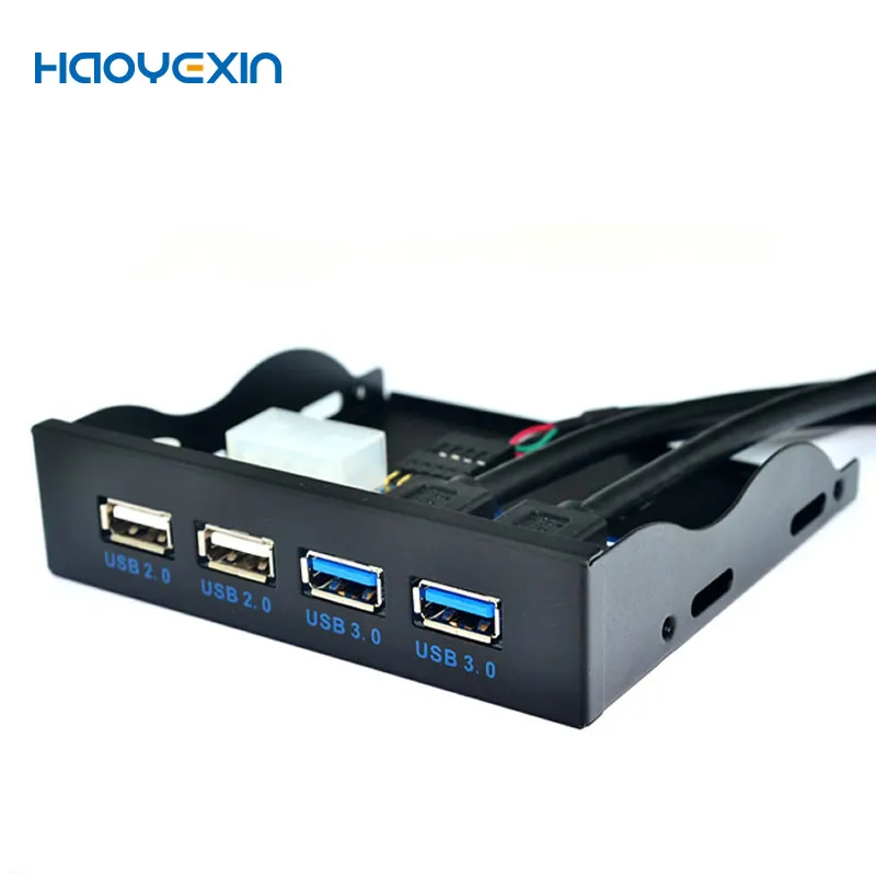 

4 Ports USB 2.0 USB 3.0 Front Panel Hub USB3.0 Splitter Internal Combo Bracket Adapter for PC Desktop 3.5 Inch Floppy Bay