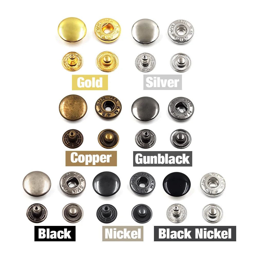 Description Picture 3 of item50 Sets 655/633/831 Metal Snap Fasteners Snaps Button Press Studs Sewing Button For DIY Clothes Garment Bags Shoes Leathercraft