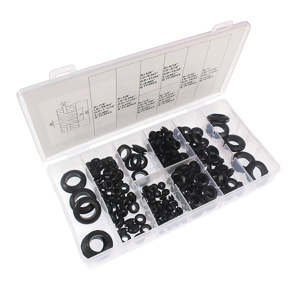 180 Stück schwarzer Gummi-O-Ring-Kit-Schutz ringe, Dicht ringe und Öl halters ch eiben-Gummi-Auto ringe in einer Box