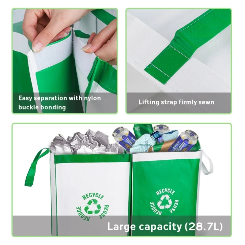 Recycling Waste Bin Bags, Recycle Bin, Trash Sorting Bins Baskets for Kitchen Home,Pack of 2 Bag