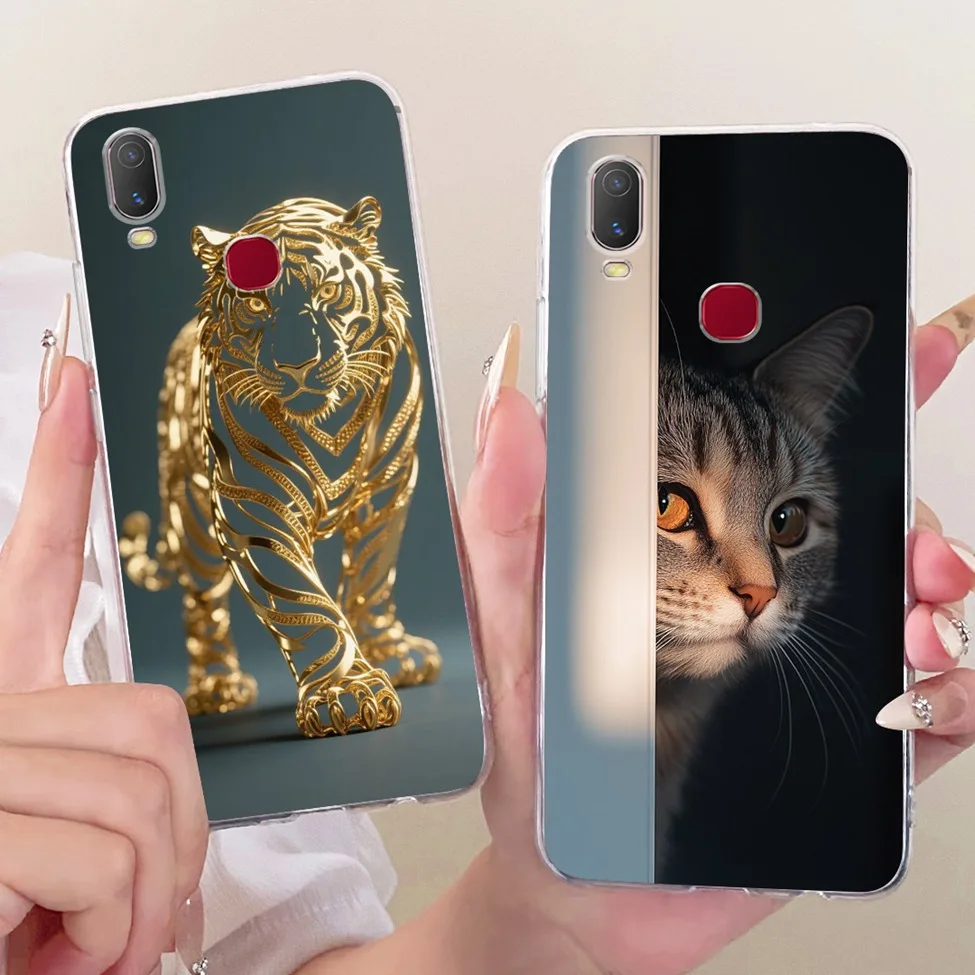 Clear Cute Cat Floral Soft Back Cover - Luxury Painted Design