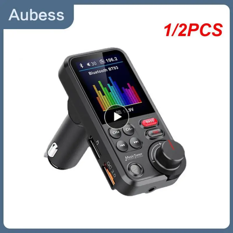 

1/2 шт. автомобильный беспроводной FM-передатчик, радиоадаптер, Aux QC3.0, зарядка, музыкальный плеер с высокими басами, 1,8 "QC3.0 PD USB