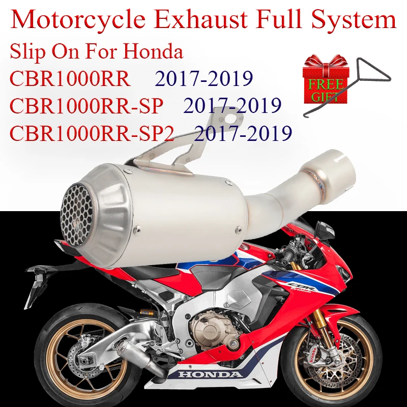 

Motorcycle Exhaust Full System Link Pipe For Honda CBR1000RR SP SP2 2017 2018 2019 Modified GP Muffler Moto Escape With Mesh