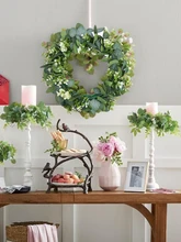  Eucalyptus Wreath Flowers Gifts DIY Christmas Creative Artificial Garland Hanging Pendants Wedding Decoration Home Party Decor 