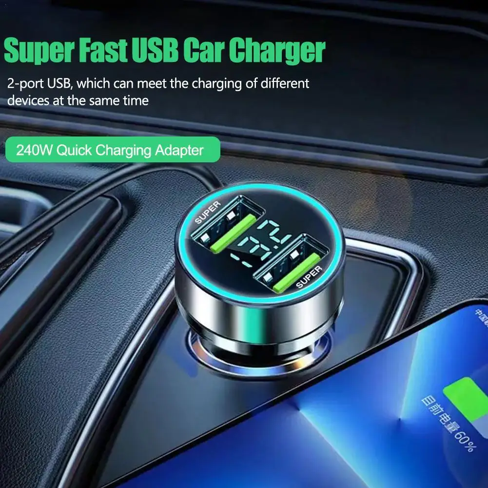 

Автомобильное зарядное устройство с 2 USB-портами, 240 Вт