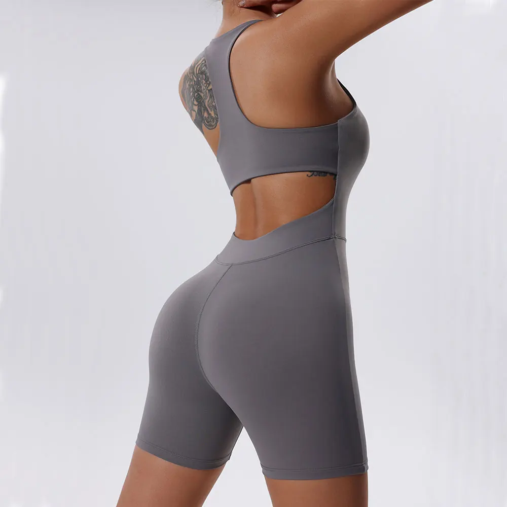 Summer Zipper Jumpsuits Yoga Bodysuit Women's Sportswear Yoga Set Gym Clothes Push-up Workout Tracksuit Dance Fitness Bodysuit 6