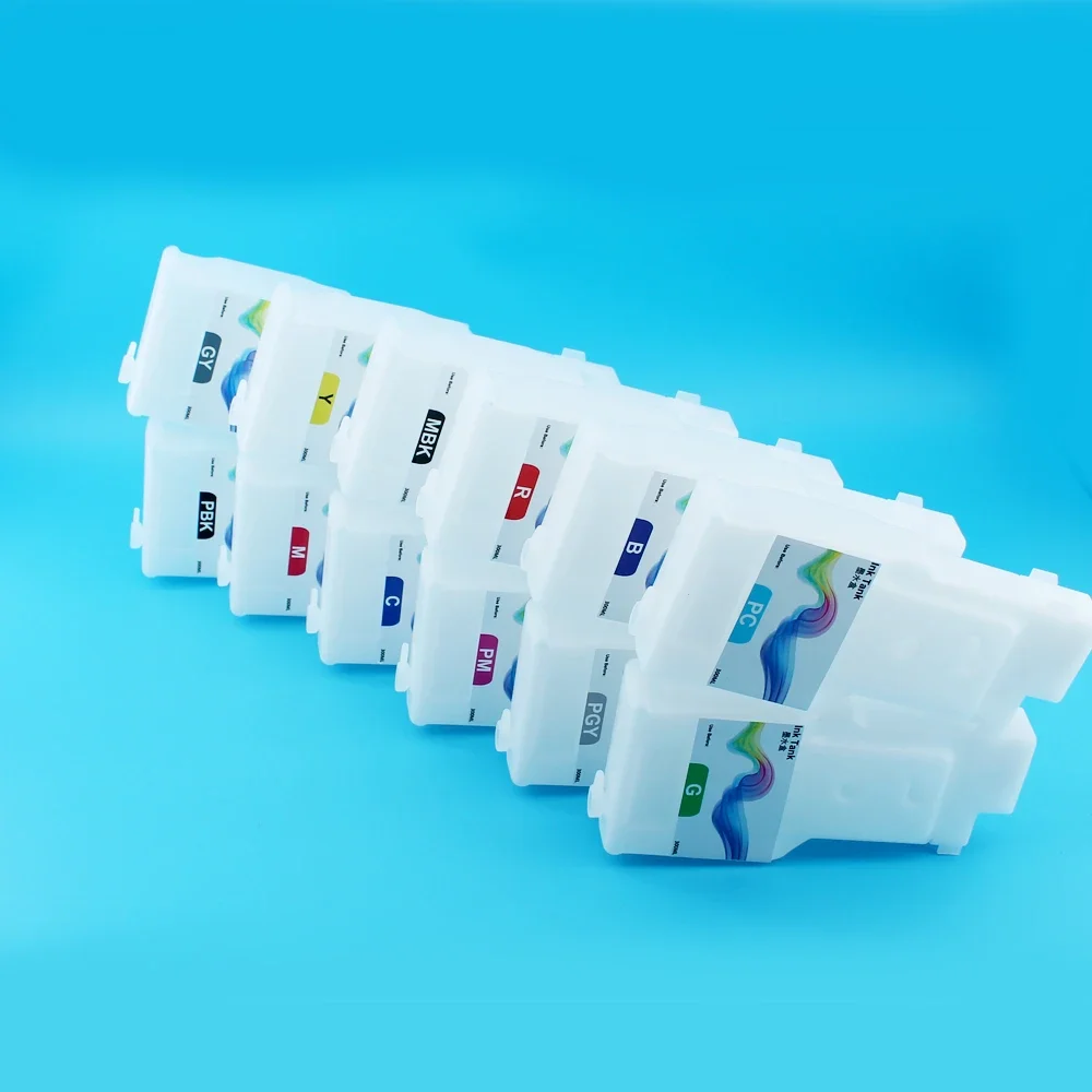 8 또는 12 가지 색상 PFI206 PFI 206 PFI-206 Canon IPF6400 IPF6400S IPF6450 IPF6400SE 프린터 용 칩이없는 리필 잉크 카트리지