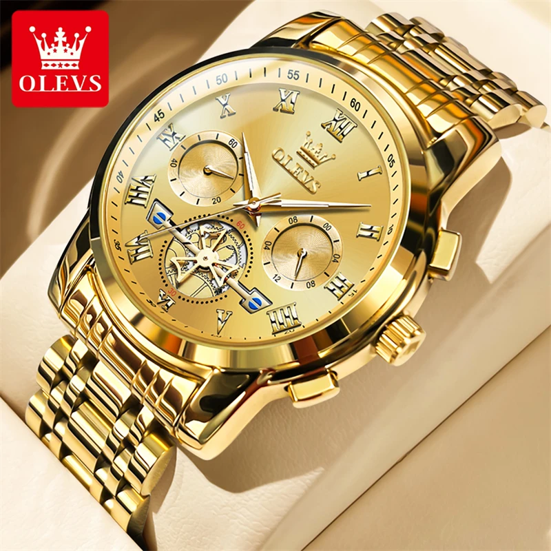 

OLEVS 2859 Stainless Steel Men Watches Top Brand New Luxury Chronograph Waterproof Business Sport Man Quartz Wristwatches Clock