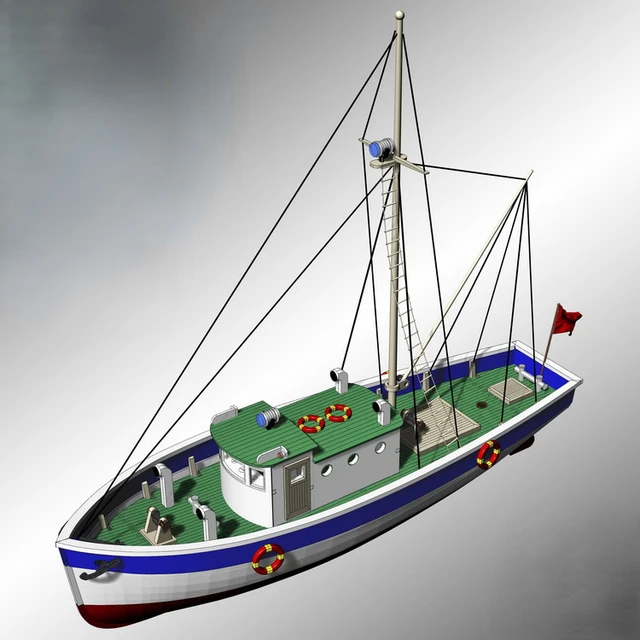 RC Version 1:14 NAXOS Small Fishing Boat Model Assembled Wooden Boat Model  Kit Scientific Equipment