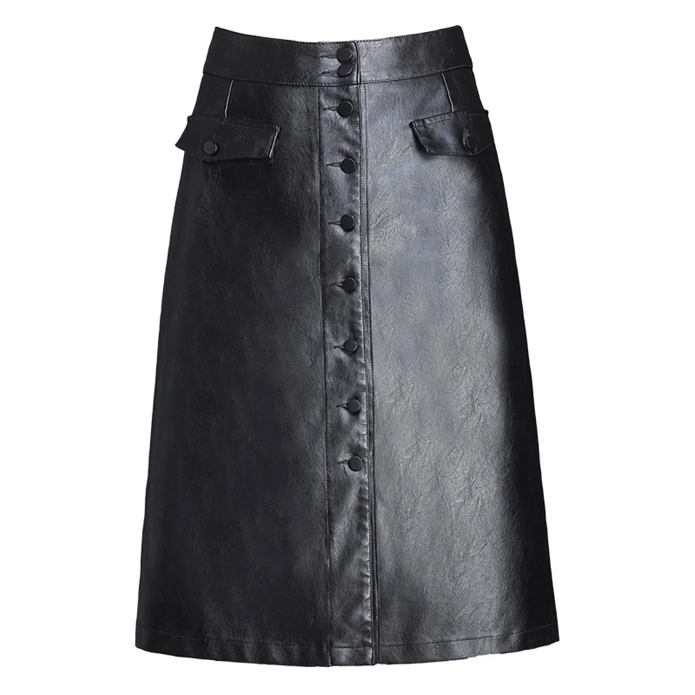 silk skirt New Summer Faux Leather Skirt Casual Big Size PU Spring Womens A-line Skirt High Waist Hip Skirt Large Size Female Long Skirt nike tennis skirt