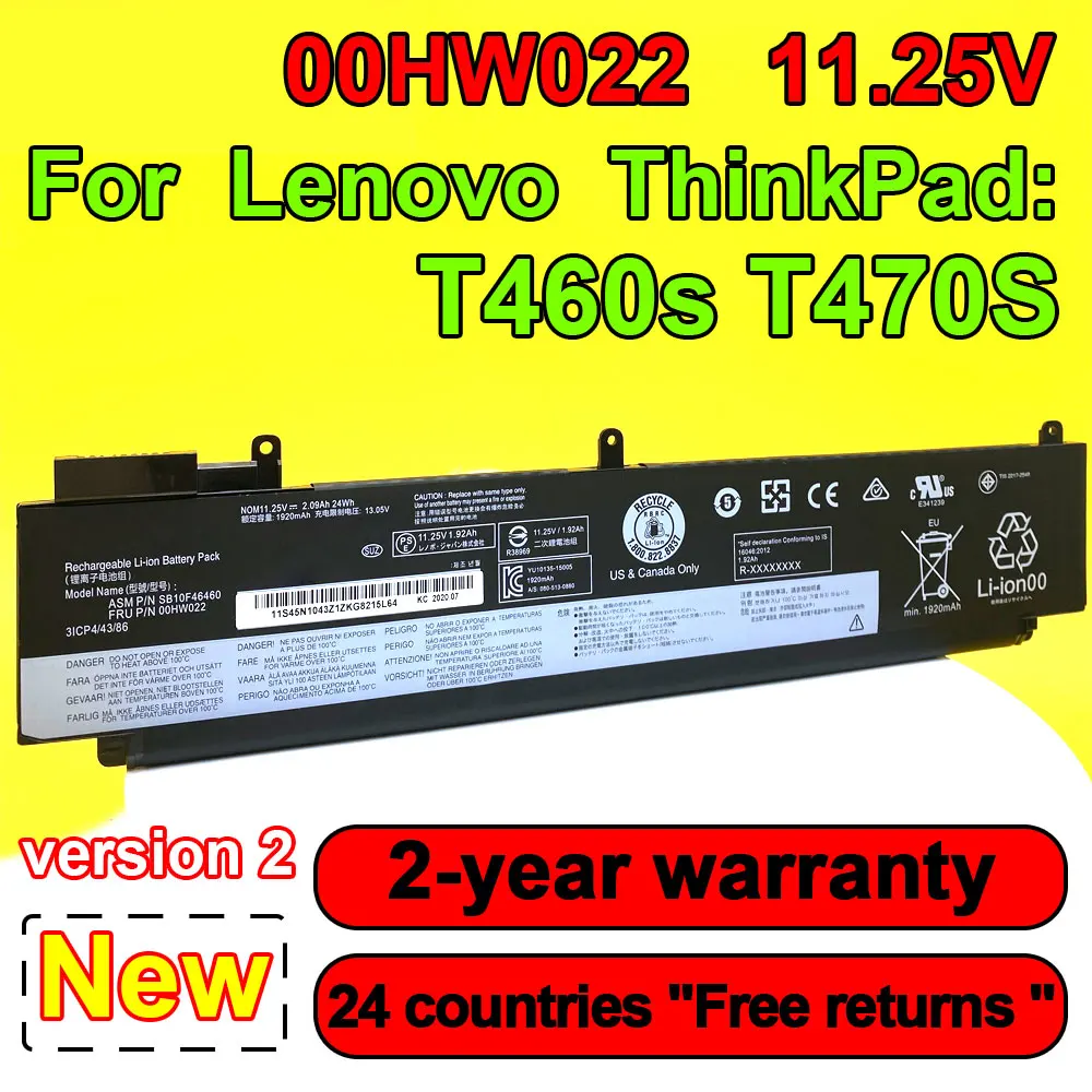 Bateria do Portátil para Lenovo Thinkpad T460s Série T470s 01av408 01av407 01av405 00hw024 00hw025 00hw022 00hw023 Sb10j79004 24wh