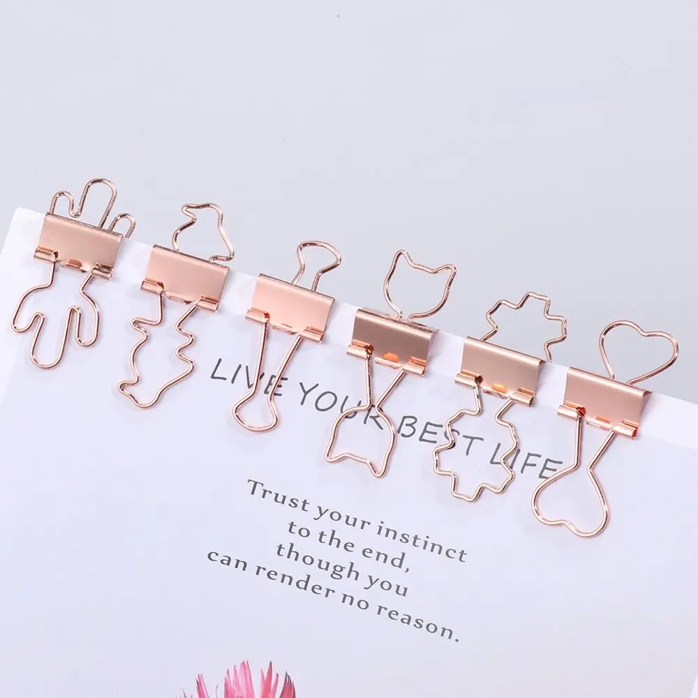 10pcs 새로운 고양이 하트 선인장 편지지 책 종이 클립 금속 바인더 클립 사무용품