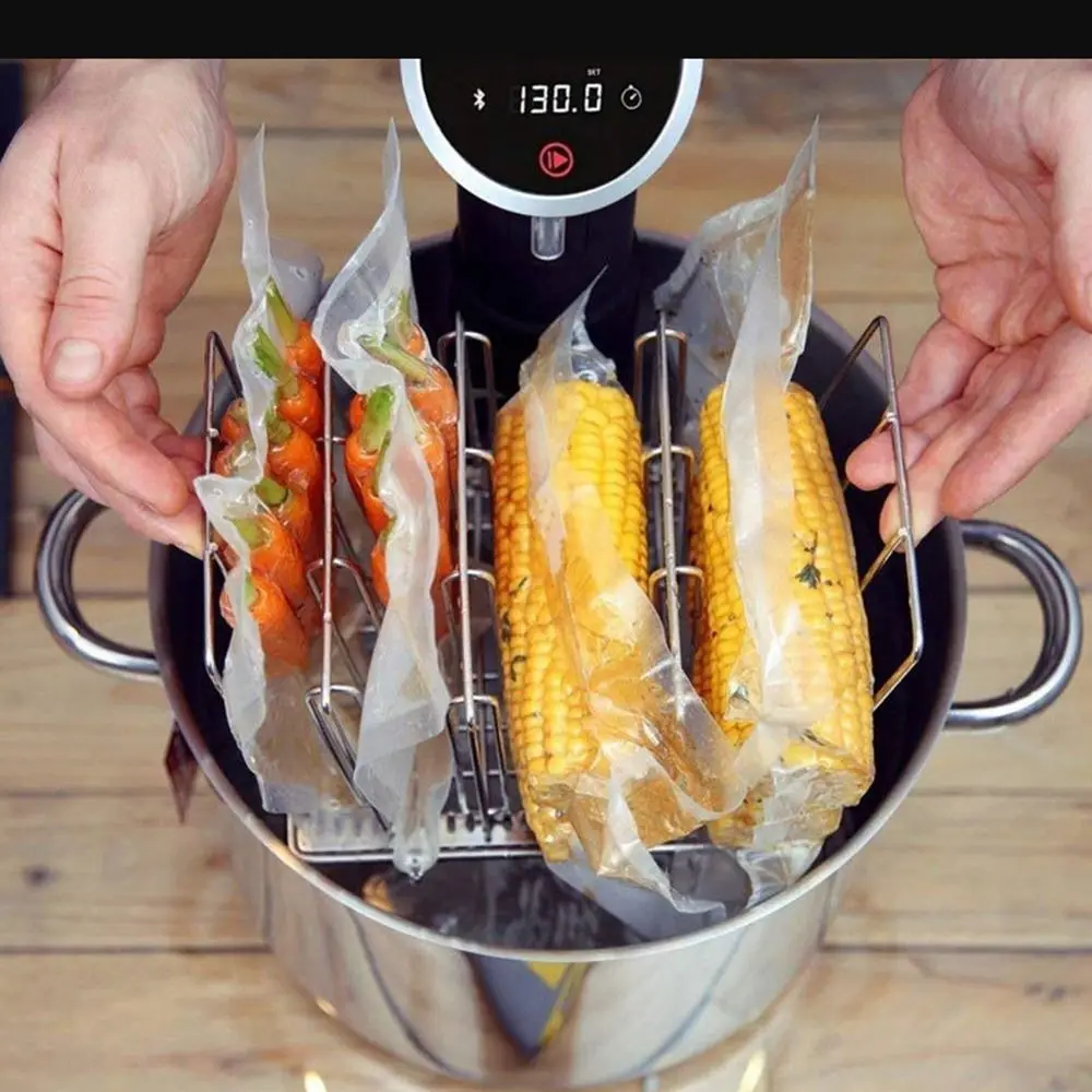 Vertical Mount Vide Rack Divider Stainless Steel 5 Detachable Dividers Sous-Vide Machine Collapsible Ensures Even Warming Sous Vide Cooker Lid