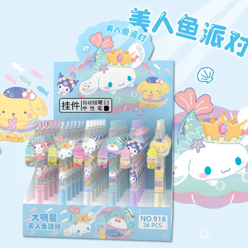 

36 шт./партия Sanrio кавайная гелевая ручка с подвеской Русалка милые 0,5 мм черные чернила нейтральные ручки рекламный подарок Офисные и Школьные принадлежности