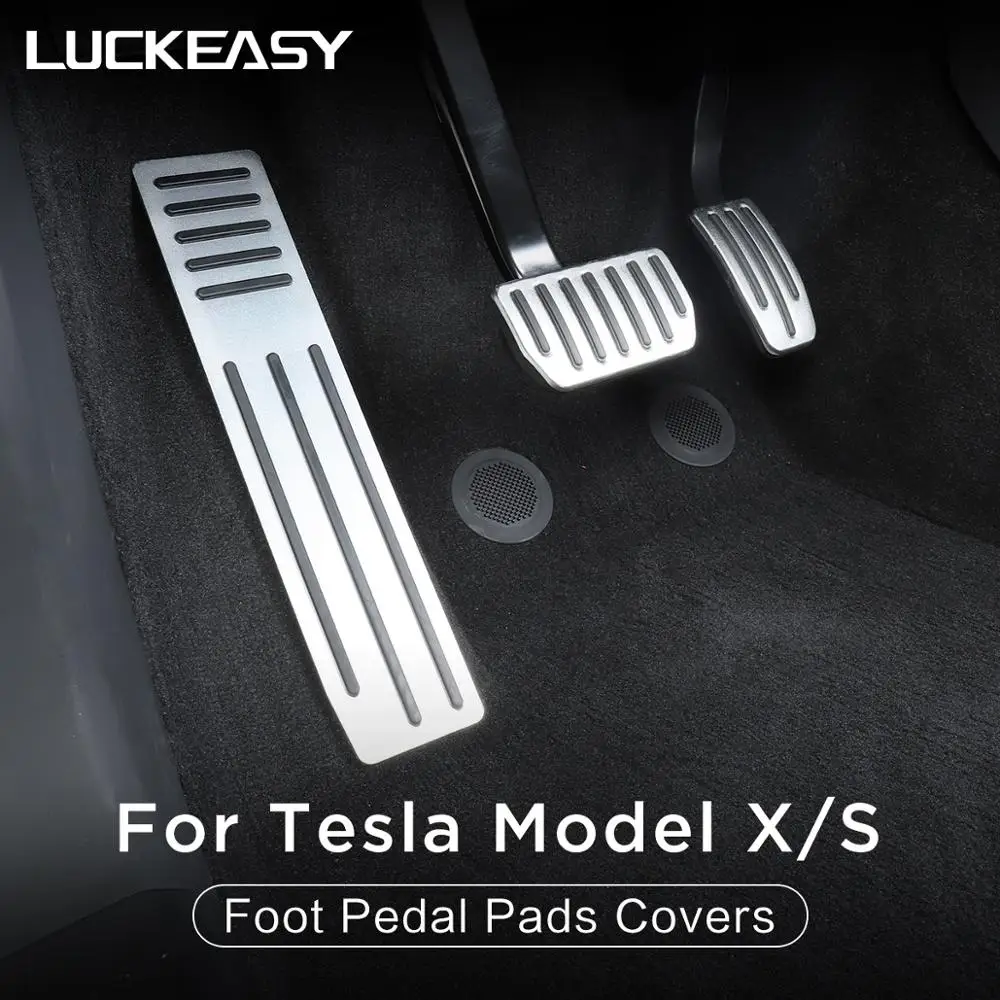 Автомобильные аксессуары LUCKEASY для модификации интерьера Tesla Model X Tesla Model S, накладки на педали из нержавеющей стали и ПВХ