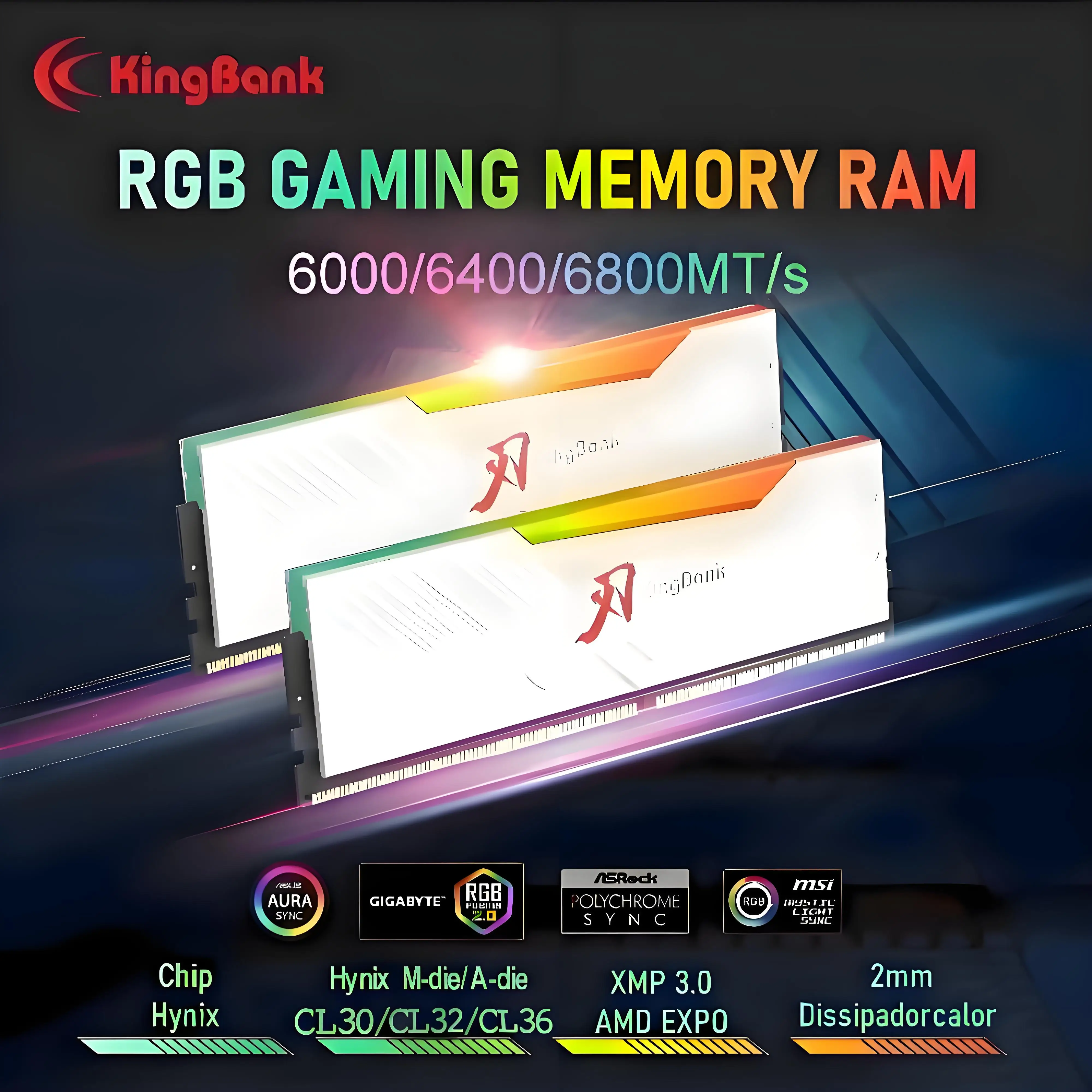 [デスクトップ用]新品 DDR5-6000 kingbank 16gb RGB KingBank 16GB RGB DDR5 6000MHz White