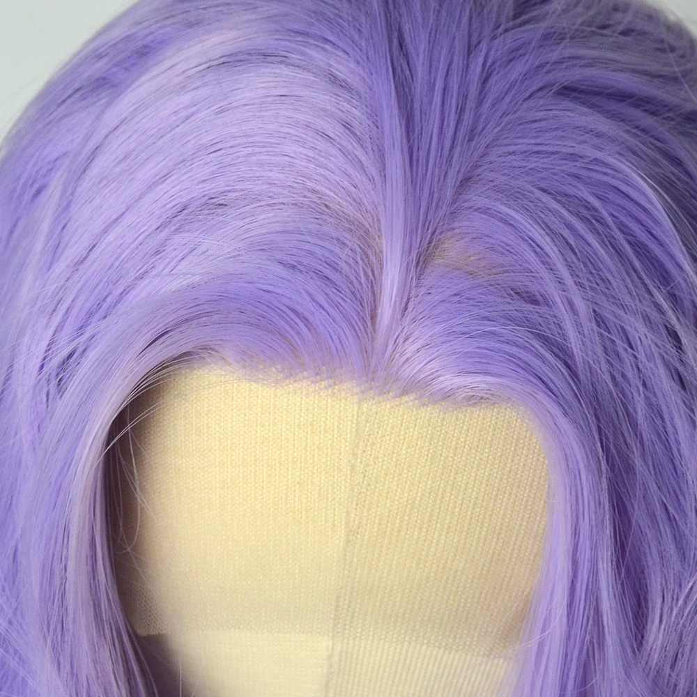 Voguequeen Light Purple Body Wave Synthetic Lace Front Wig Heat Resistant Fiber For Women