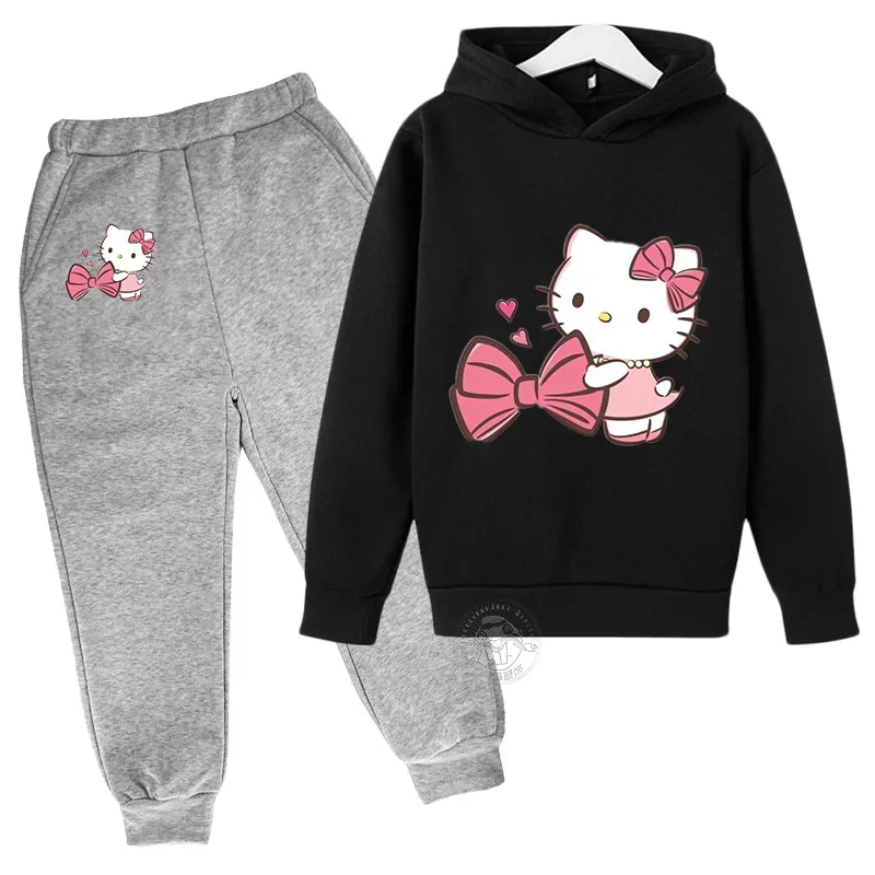 thumbnail image 1 of Conjunto de ropa infantil con dibujos animados de Hello Kitty para otoño e invierno, traje deportivo de ocio para niñas pequeñas, 1 of 5