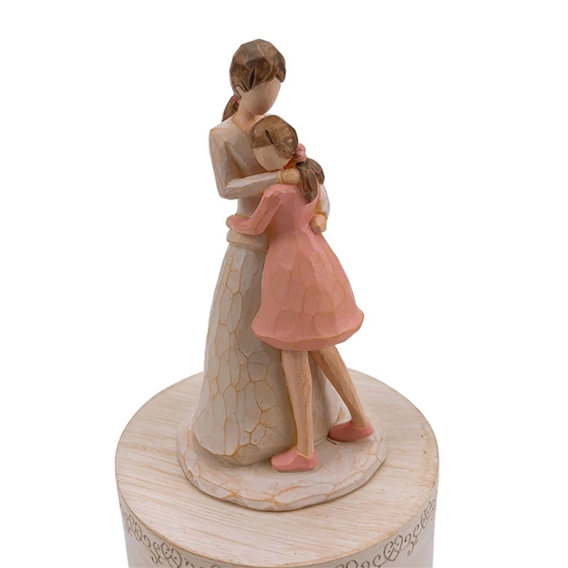 EYFL Music Box Gift Mother Carved Musical Statue Thanksgiving Birthday Gift Mom Rotating Music Box