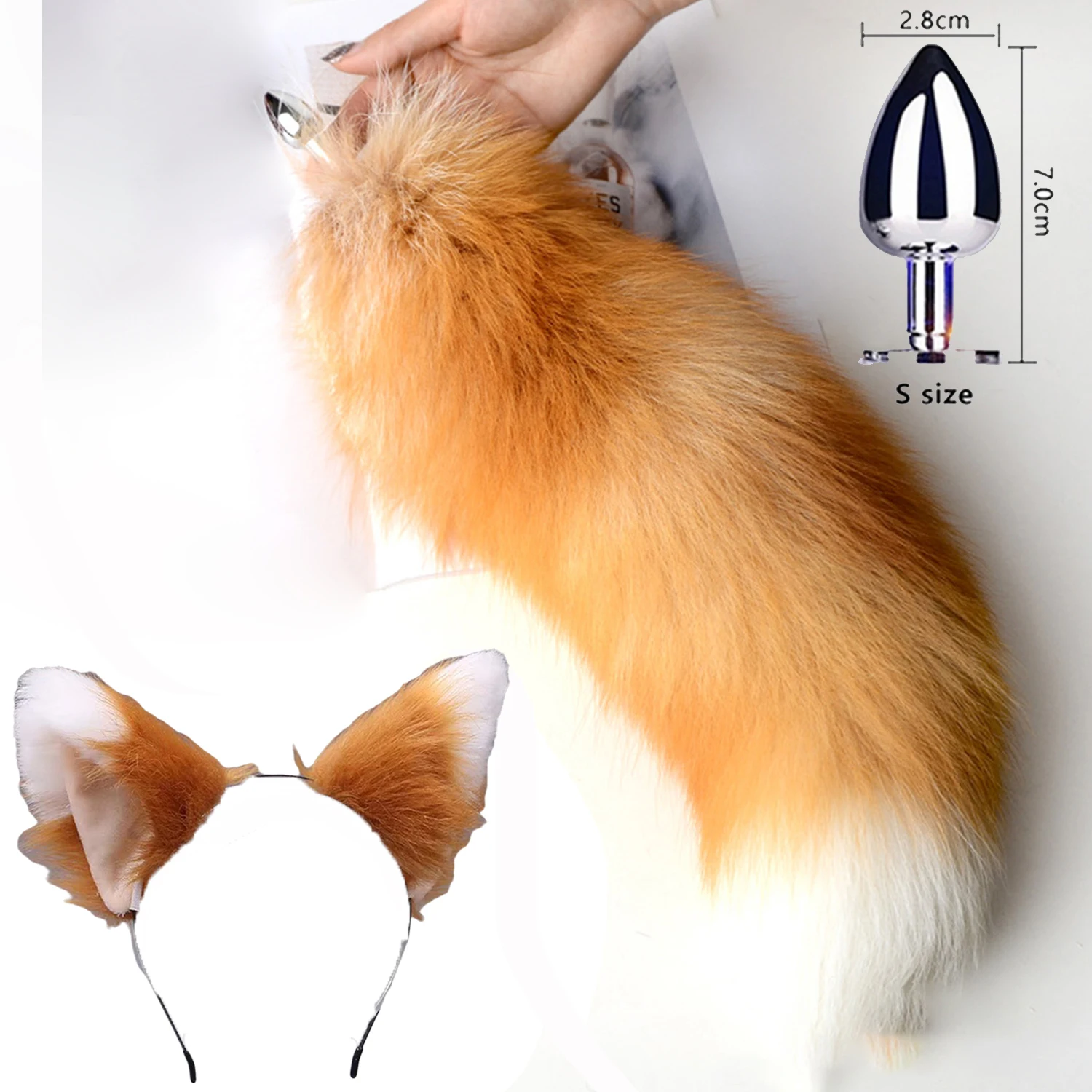 Fox Ears And Anal Butt Plug Tail Sex Toys for Women Smooth Anal Plug Long Tail SM Cospaly Play for Couples Erotic Adult Toys