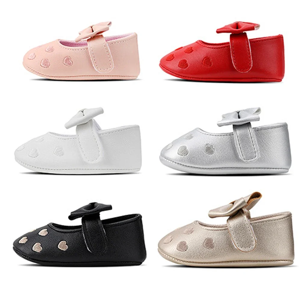 

2024 Infant Baby Girls Mary Jane Flats Bow Non-Slip Soft Sole Princess Toddler First Walkers Sneaker Wedding Dress Shoes