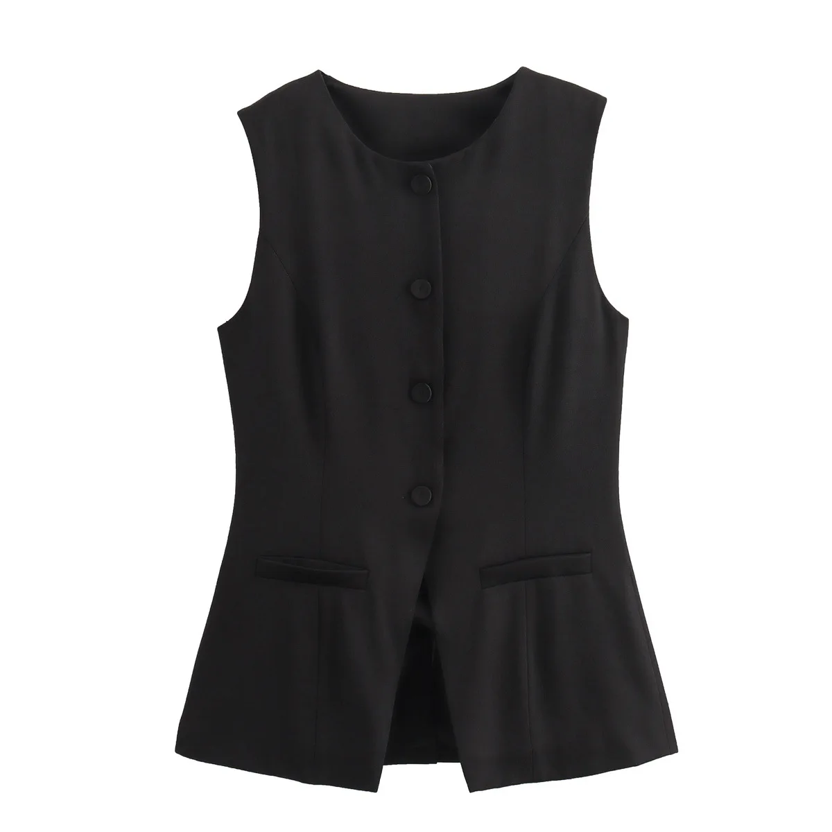 White High Waist Pocket Vests Top Women's Sleeveless Slim Patchwork Fashion Solid Streetwear Female Y2k Vests Top Autumn