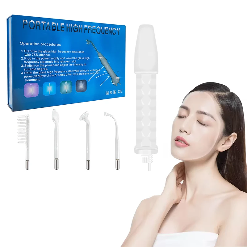 Portable Handheld High Frequency Skin Therapy Wand Electrode Glass Tube Skin Wrinkle Reducing Alta Frecuencia Wands