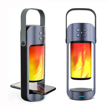 Flame Light Speaker Wireless Charging Function Bluetooth-compatible Portable Outdoor Emergency Light TWS Sound Box Home Theater