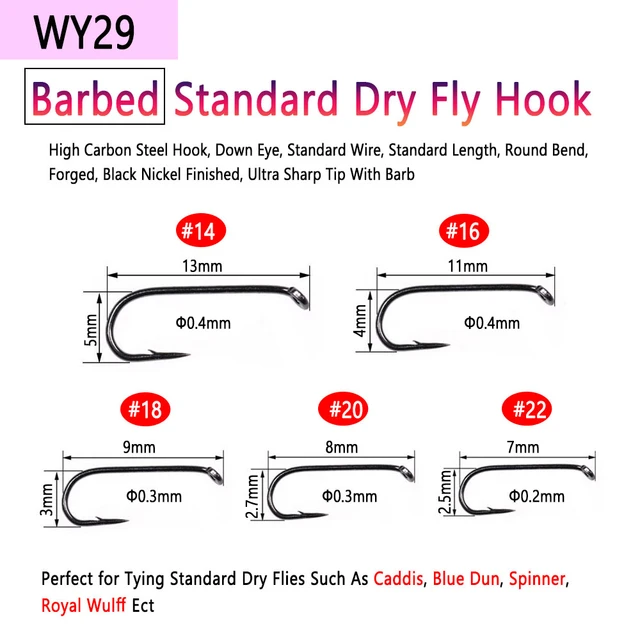 Bimoo 50pcs High Carbon Steel Barb Barbless Fly Tying Hook For Dry Wet Nymph  Jig Nymph Streamer Caddis Fly Trout Fishing Lures - AliExpress