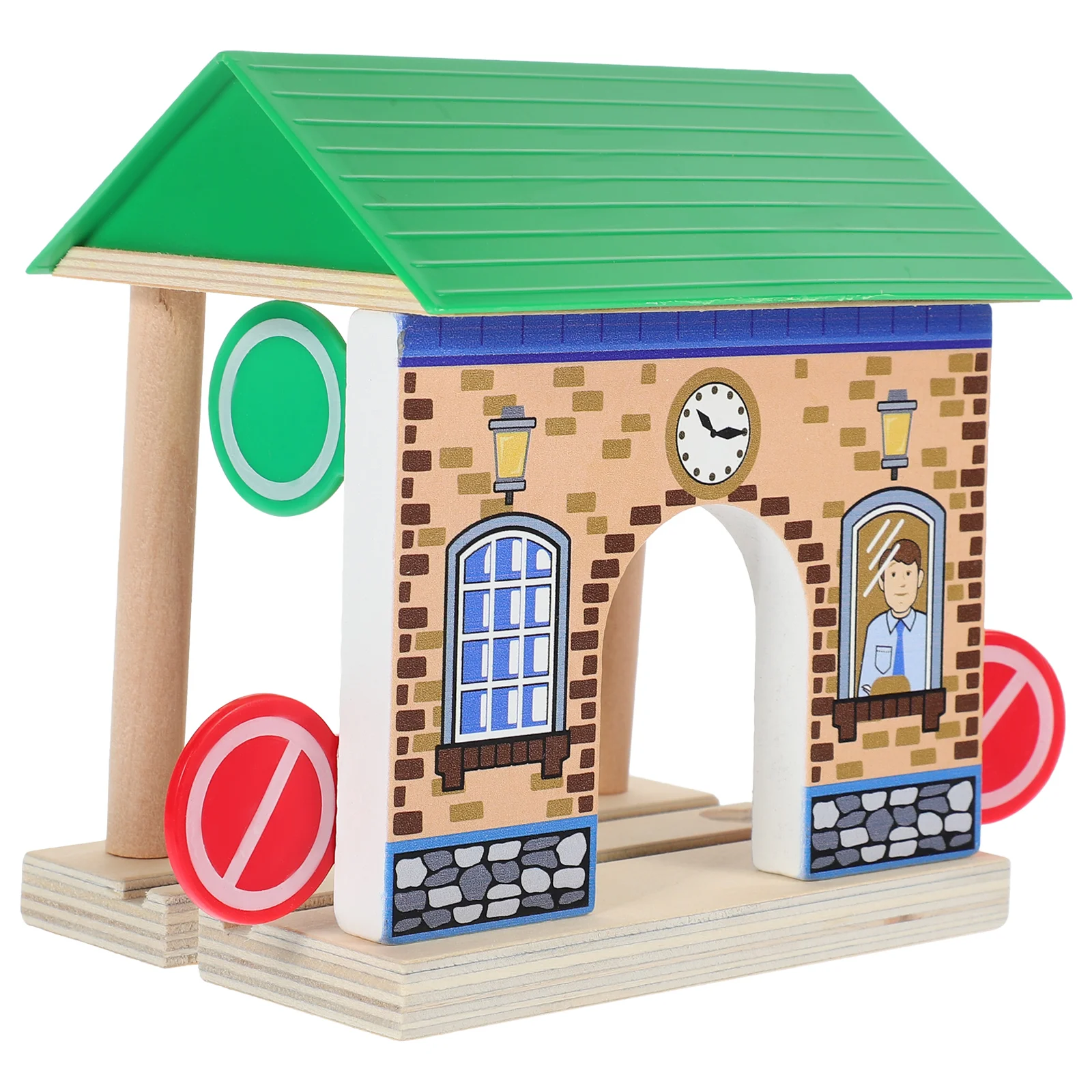 Train Track Accessories Decor Railway Station Toy Funny Model Wooden Building Puzzle for Kids Plastic Child Small Simulation