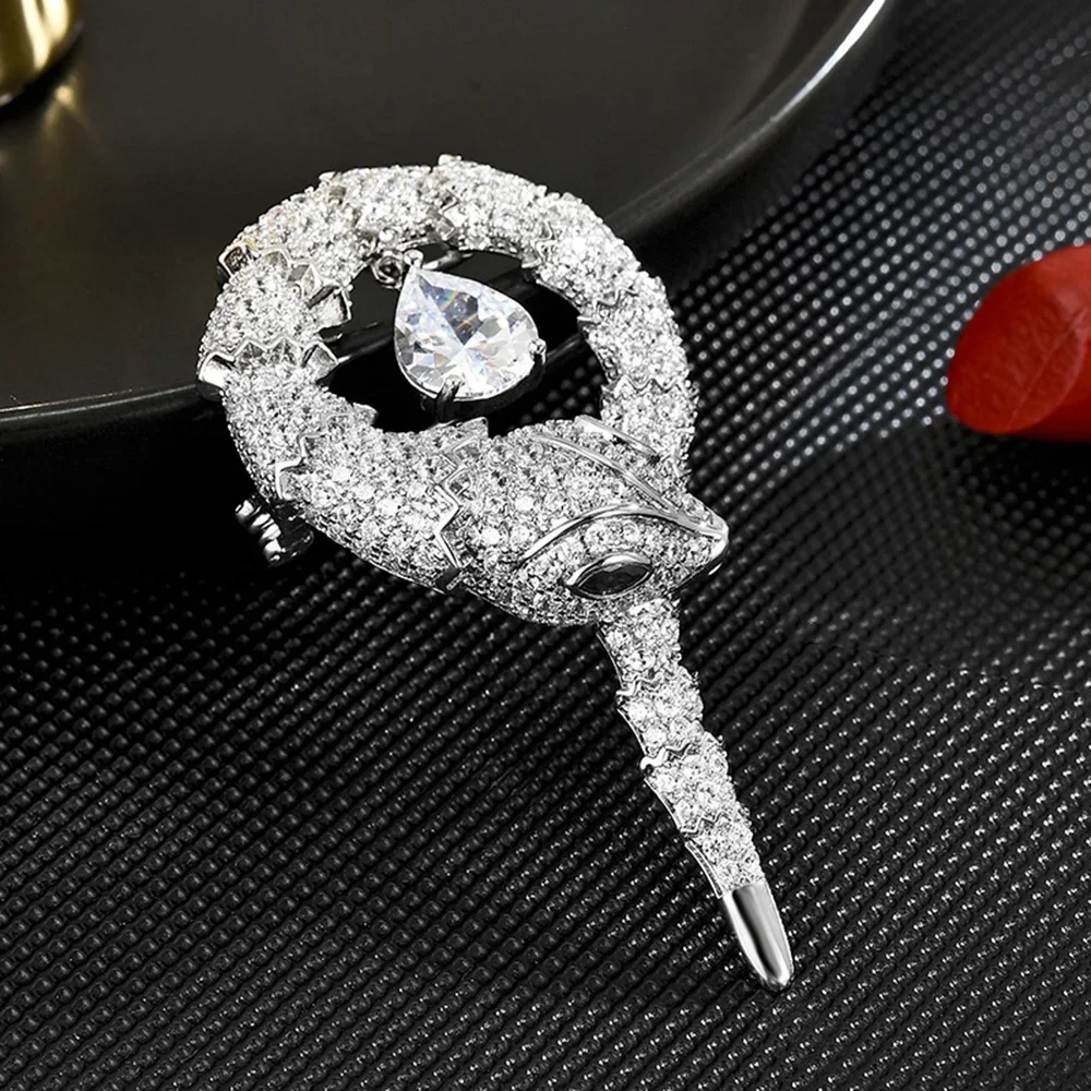 Luxury Brooch for Women Men Full CZ Crystal Snake Brooches Charm Pin Women's Clothes Accessories Jewelry Birthday Party Gift