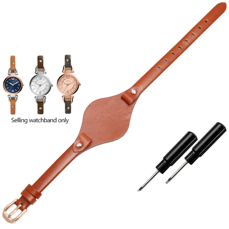 Premium Women's Leather Watchband - 8mm Elegant Strap Replacement