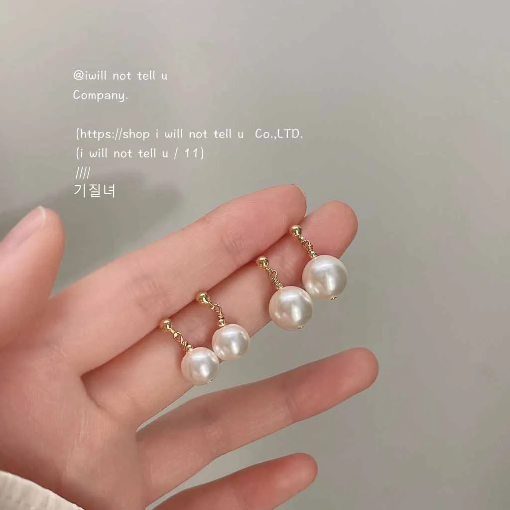 

925 silver needle plated 14K handmade design pearl stud earrings women's earrings